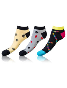 Bellinda CRAZY IN-SHOE SOCKS 3x - Modern color low crazy socks unisex - yellow - black - gray