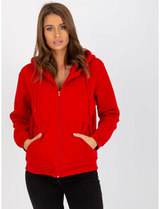 Fashionhunters RUE PARIS red basic zippered hoodie