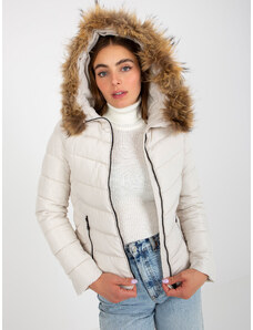 Fashionhunters Bijela prošivena prijelazna jakna s kapuljačom
