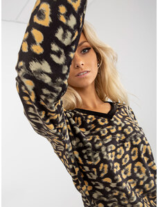 Fashionhunters Black and yellow velour set with leopard print sweatshirt RUE PARIS