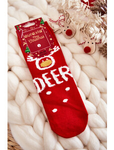 Kesi Women's socks with Christmas pattern in reindeer red