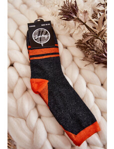 Kesi Women's Two-Color Socks with Stripes Graphite - Orange