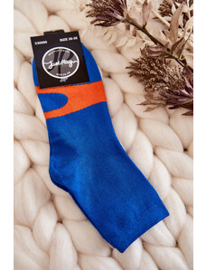 Kesi Women's cotton socks orange pattern blue