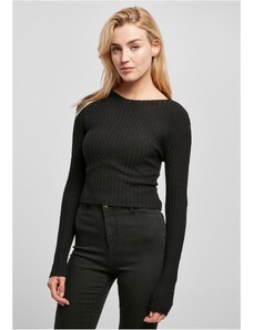 UC Ladies Women's sweater with short rib knit - black