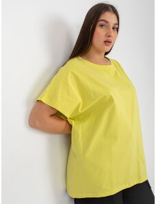 Fashionhunters Lightweight lime women's t-shirt plus size loose fit