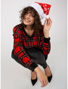 Fashionhunters Red velour set with checked blouse from RUE PARIS