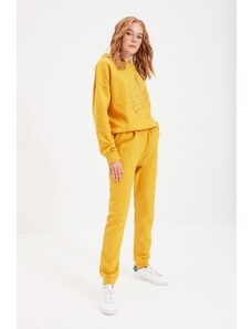 Trendyol Mustard Basic Jogger Raised Embroidered Knitted Sweatpants