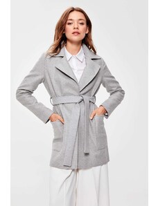 Trendyol Gray Woolen Cachet Coat with Belt