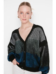 Trendyol Black Striped Knitwear Cardigan