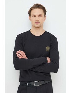 Majica dugih rukava Versace za muškarce, boja: crna, s tiskom