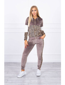 Kesi Velour set with cappuccino with leopard pattern
