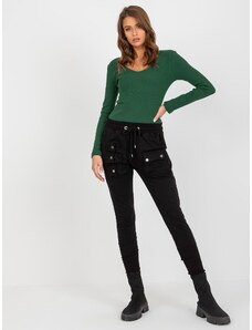 Fashionhunters Black sweatpants with lapel pockets