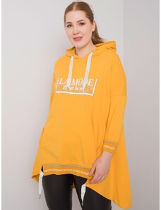 Fashionhunters Dark yellow women's plus size sweatshirt with pocket