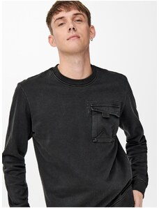 Dark gray men's sweatshirt with pocket ONLY & SONS Jimi - Men