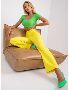 Fashionhunters RUE PARIS hlače od žute tkanine s visokim strukom