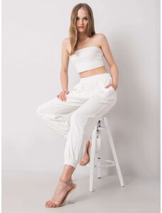 Fashionhunters White cotton sweatpants