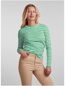 Green Women's Striped Basic Long Sleeve T-Shirt Pieces Hand - Women's