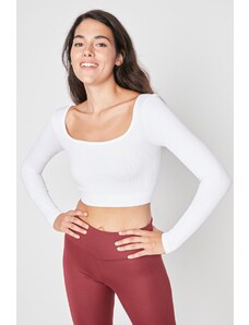 Trendyol White Seamless/Seamless Crop Extra Stretchy Knitted Sports Top/Blouse