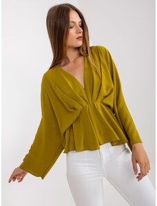 Fashionhunters Olive blouse one size with V-neck