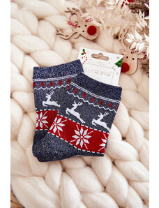 Kesi Women's Christmas socks shiny navy blue