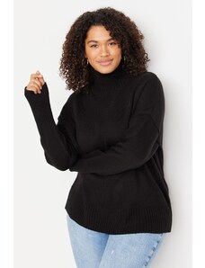 Trendyol krivulja crna dolčevita off ramena pletenina džemper