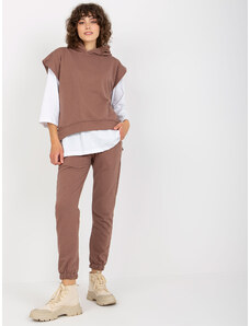 Fashionhunters Brown three-piece casual set with trousers
