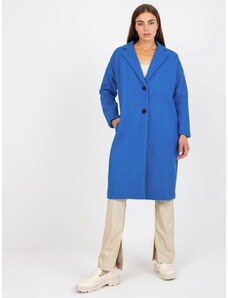 Fashionhunters Dark blue lady's coat with pockets OH BELLA