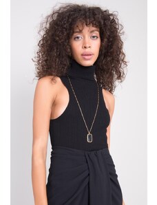 Fashionhunters Crni ženski džemper s dolčevitom BSL
