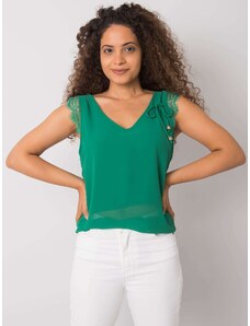 Fashionhunters Green top with lace inserts