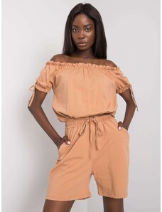 Fashionhunters OH BELLA Camel overall with Spanish neckline