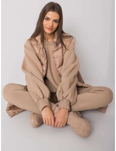 Fashionhunters Dark beige three-piece set with Minneola vest