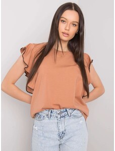 Fashionhunters Camel blouse with decorative sleeves