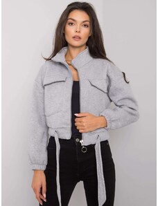 Fashionhunters Grey women's sweatshirt with zip closure