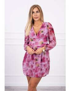 Kesi Airy dress with a floral motif of dark pink color