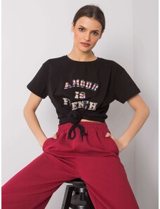 Fashionhunters Black women's T-shirt with inscription
