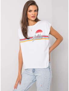 Fashionhunters Women's white cotton T-shirt with print