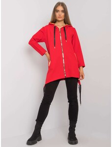 Fashionhunters Red zippered sweatshirt with pockets