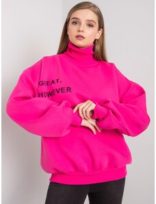 Fashionhunters Sweatshirt with turtleneck and fuchsia filling