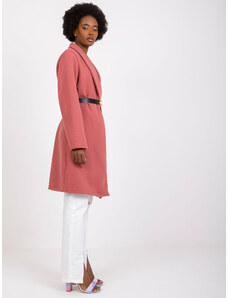 Fashionhunters Ružičasti kaput s Luna remenom