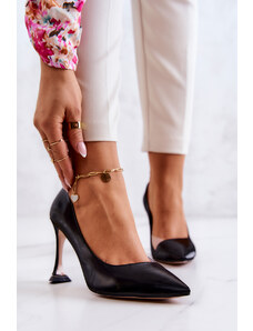 Kesi Fashionable leather shoes on stilettos Black Tamira