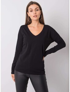 Fashionhunters Black cotton blouse with long sleeves