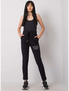 Fashionhunters Black sweatpants with print
