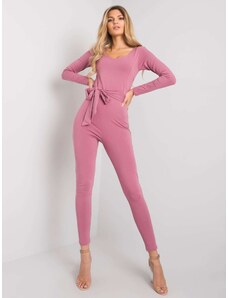 Fashionhunters Dusty pink jumpsuit with tie