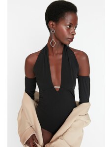Trendyol Black Asymmetrical Collar Knitted Body