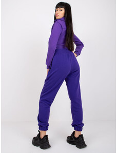 Fashionhunters Dark purple sweatpants RUE PARIS with pockets