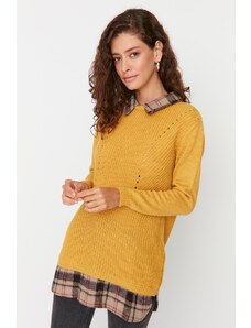 Trendyol senf ukras detaljan pletenina džemper