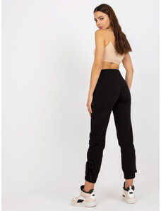 Fashionhunters Black cotton sweatpants with pockets