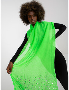Fashionhunters Fluo green scarf with application of rhinestones