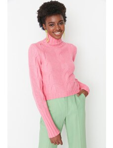 Trendyol Pink Crop Soft Textured Knitwear Sweater