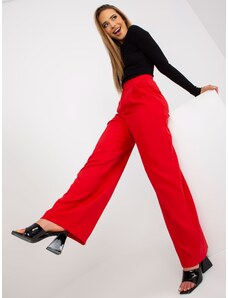 Fashionhunters Red wide fabric trousers with pockets